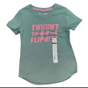 NWT Xersion Mint Green Tee with Pink Graphic ~size 5